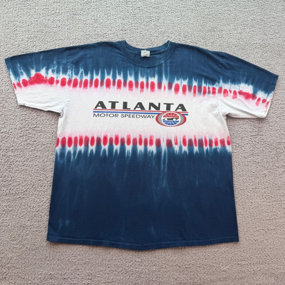 Vintage Anvil Atlanta Motor Speedway Tie Dye T-Shirt Mens XL Blue Red White